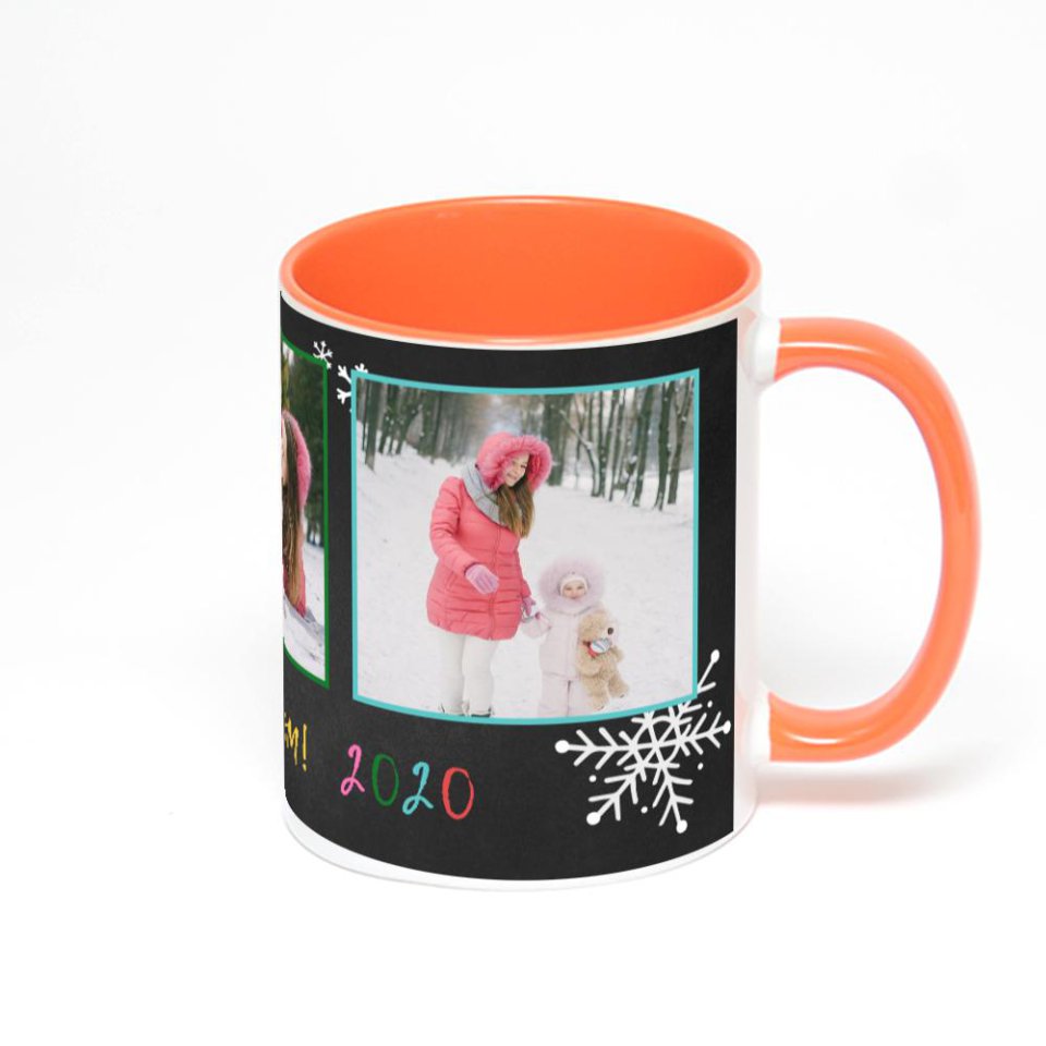 Оранжевая кружка с фотопечатью