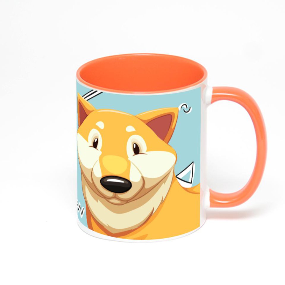 Оранжевая кружка с фотопечатью