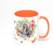 Оранжевая кружка с фотопечатью