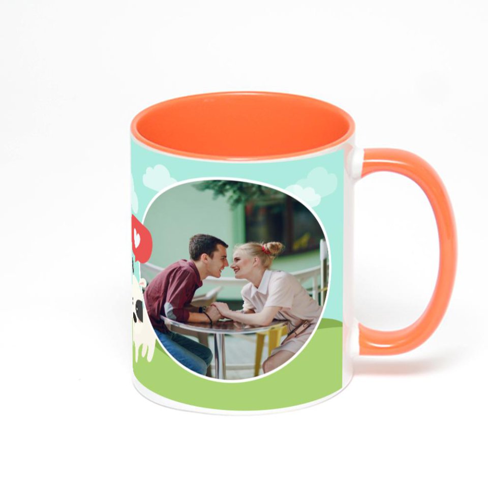 Оранжевая кружка с фотопечатью
