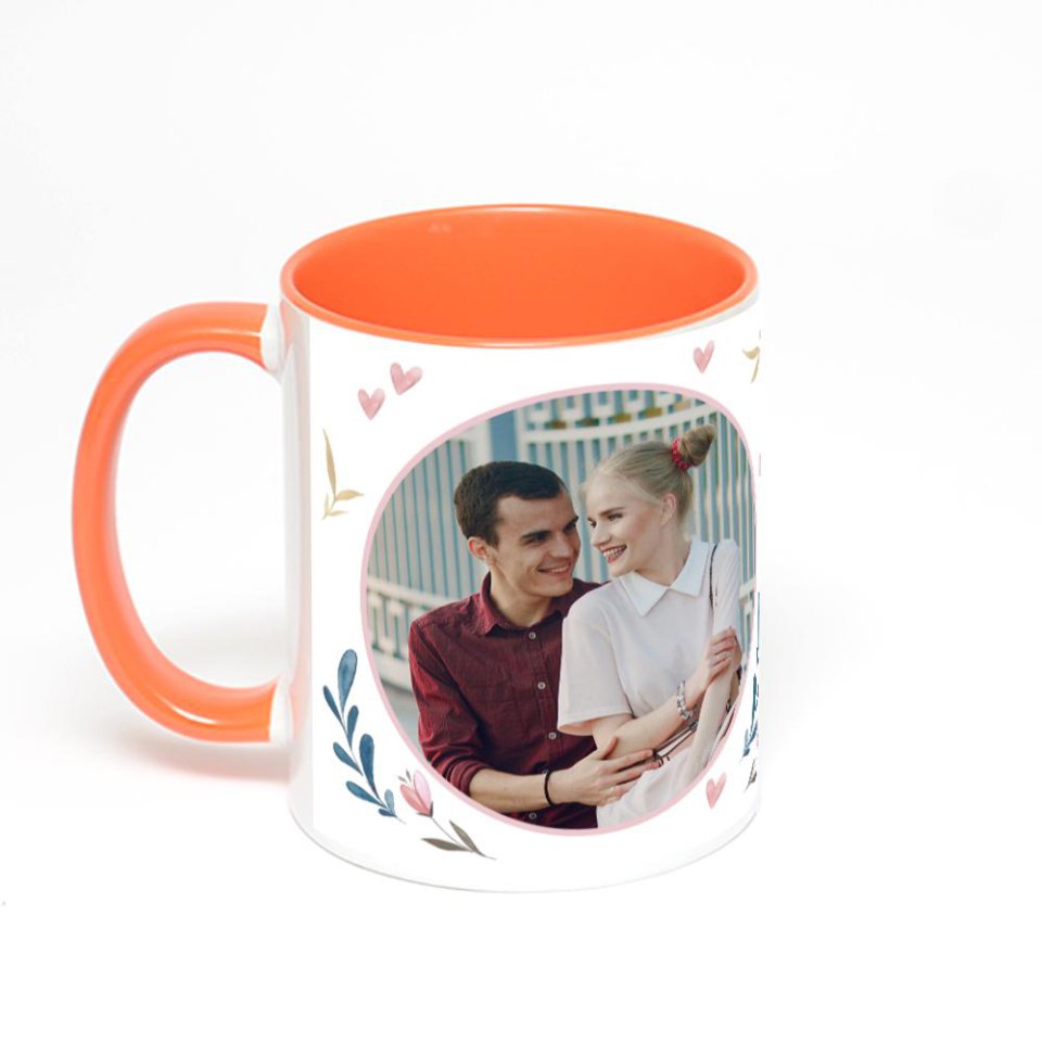 Оранжевая кружка с фотопечатью
