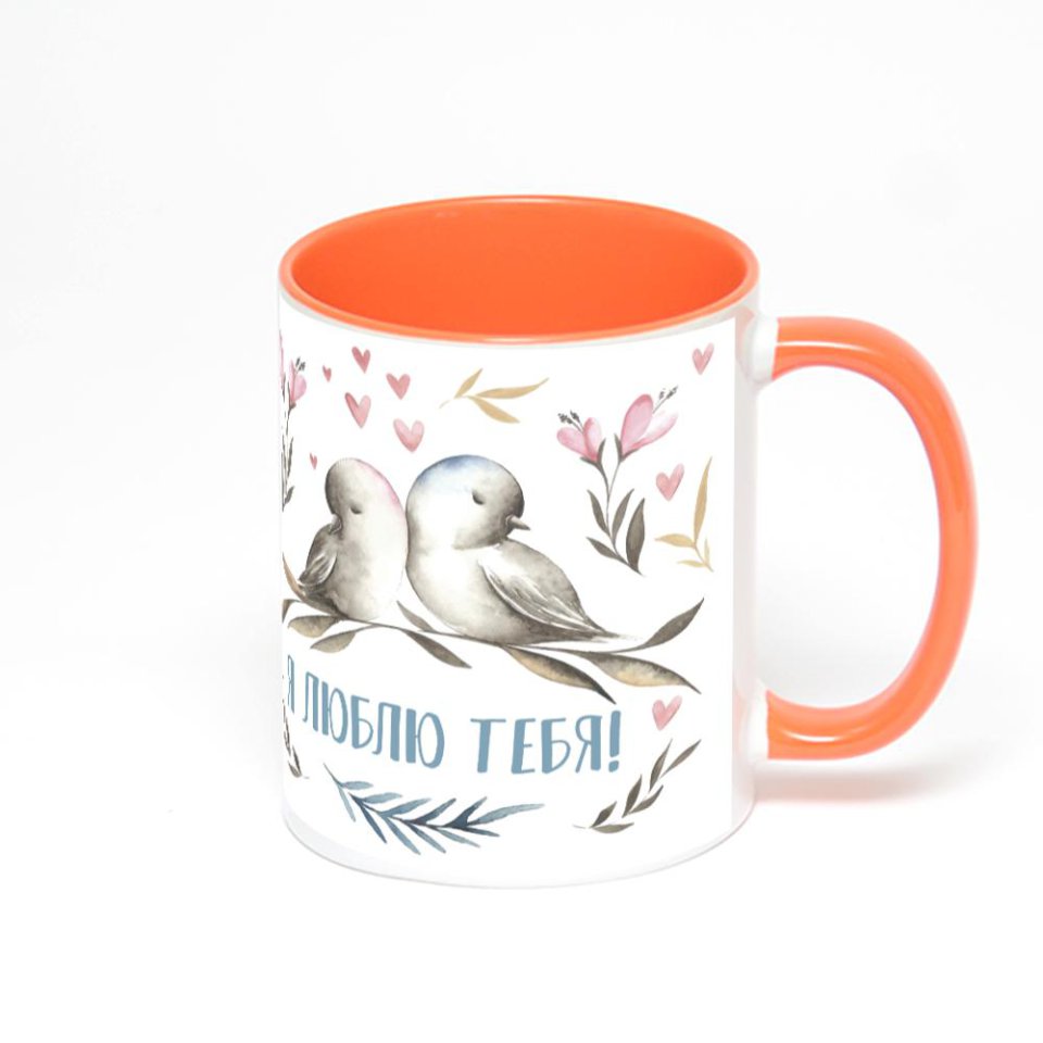 Оранжевая кружка с фотопечатью