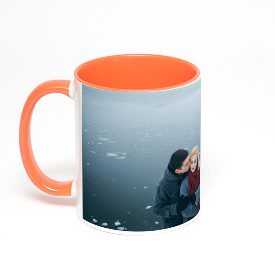 Оранжевая кружка с фотопечатью