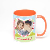 Оранжевая кружка с фотопечатью