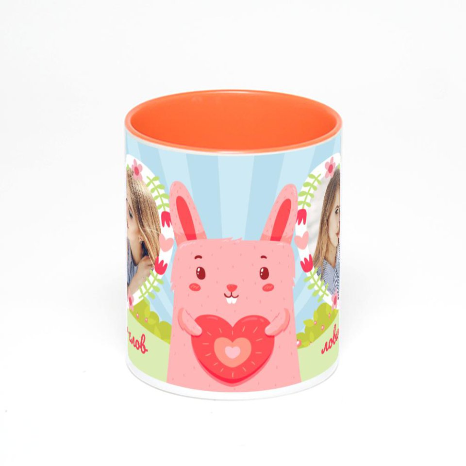 Оранжевая кружка с фотопечатью