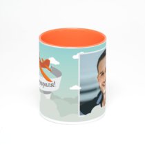 Оранжевая кружка с фотопечатью