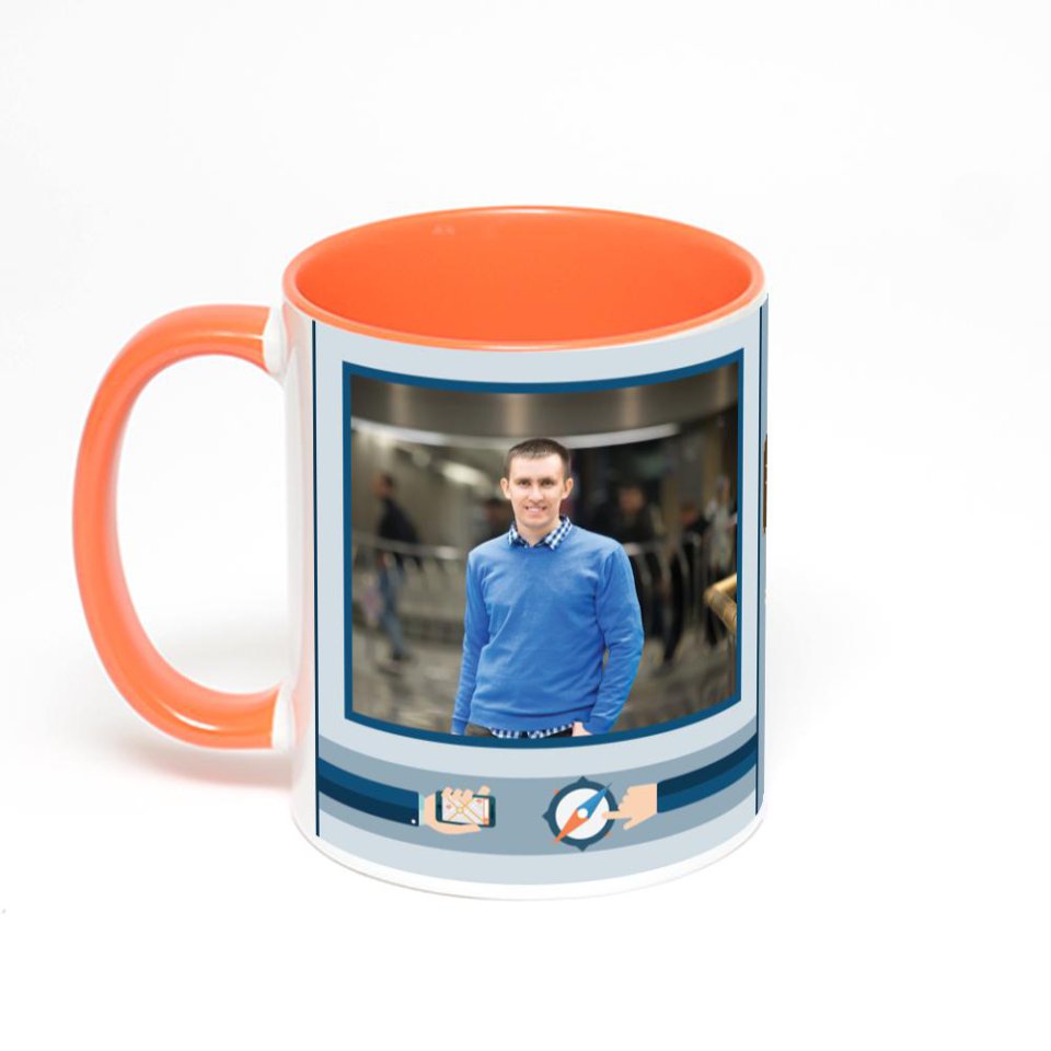 Оранжевая кружка с фотопечатью
