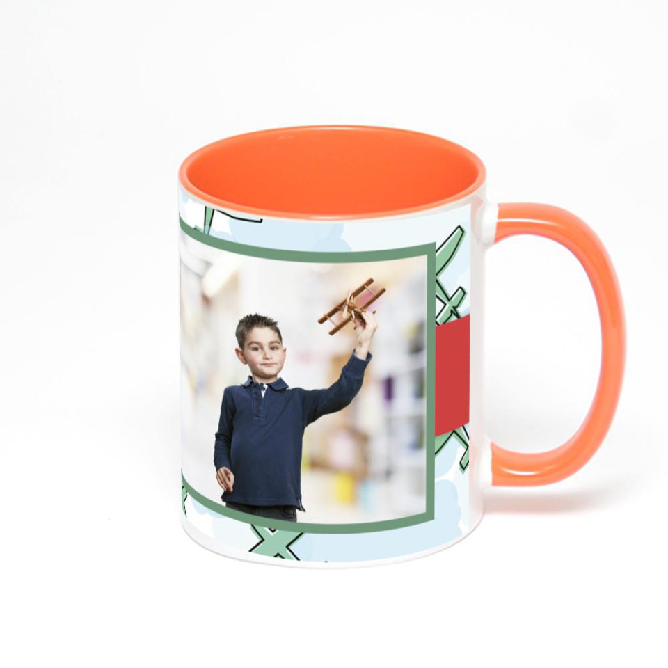 Оранжевая кружка с фотопечатью