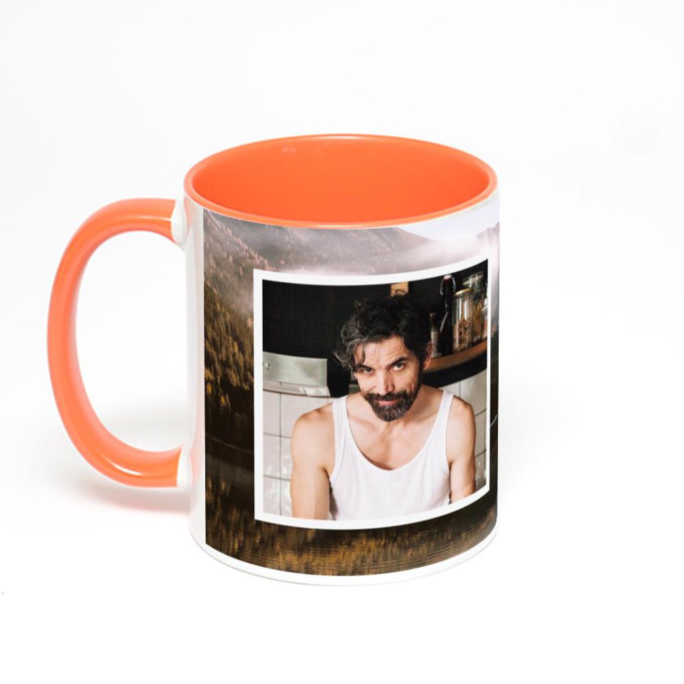 Оранжевая кружка с фотопечатью