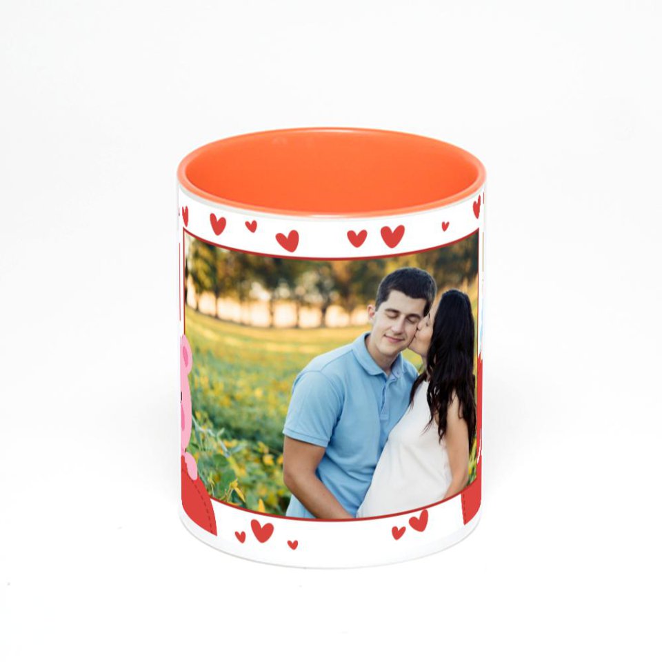 Оранжевая кружка с фотопечатью