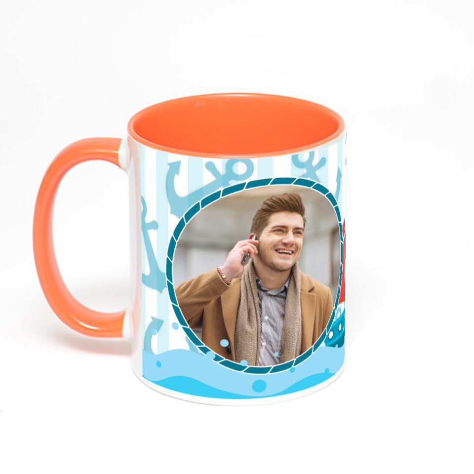 Оранжевая кружка с фотопечатью