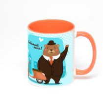 Оранжевая кружка с фотопечатью