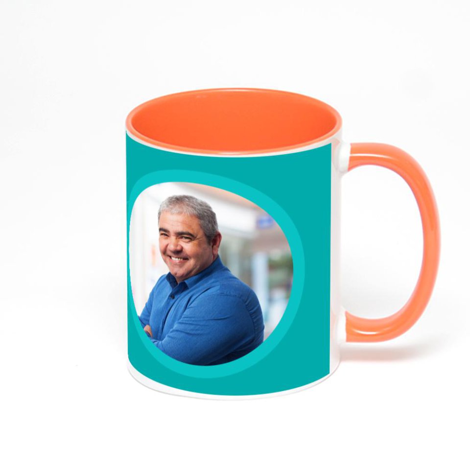 Оранжевая кружка с фотопечатью