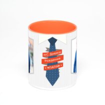 Оранжевая кружка с фотопечатью