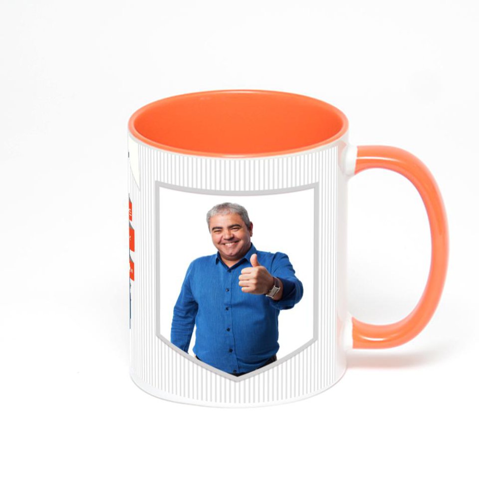 Оранжевая кружка с фотопечатью