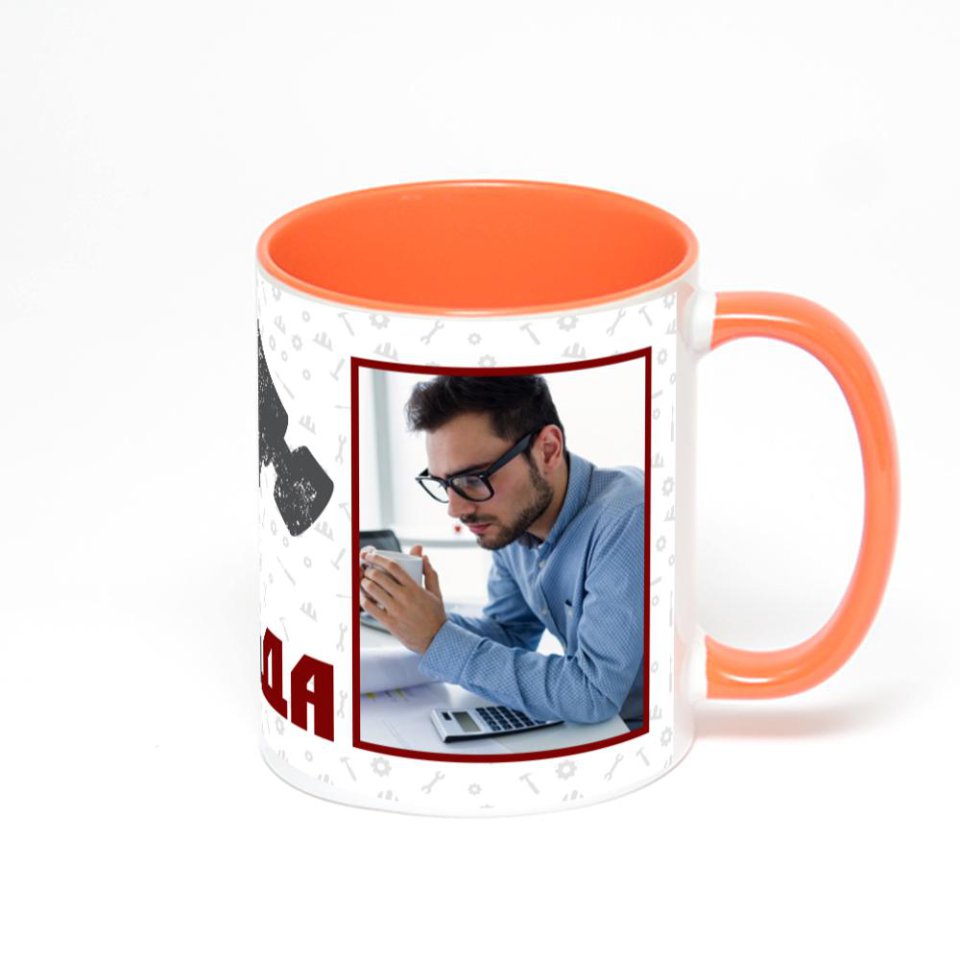 Оранжевая кружка с фотопечатью