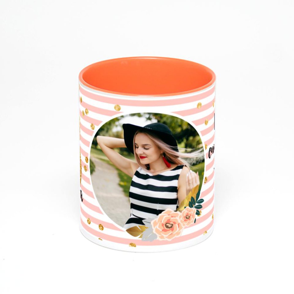 Оранжевая кружка с фотопечатью