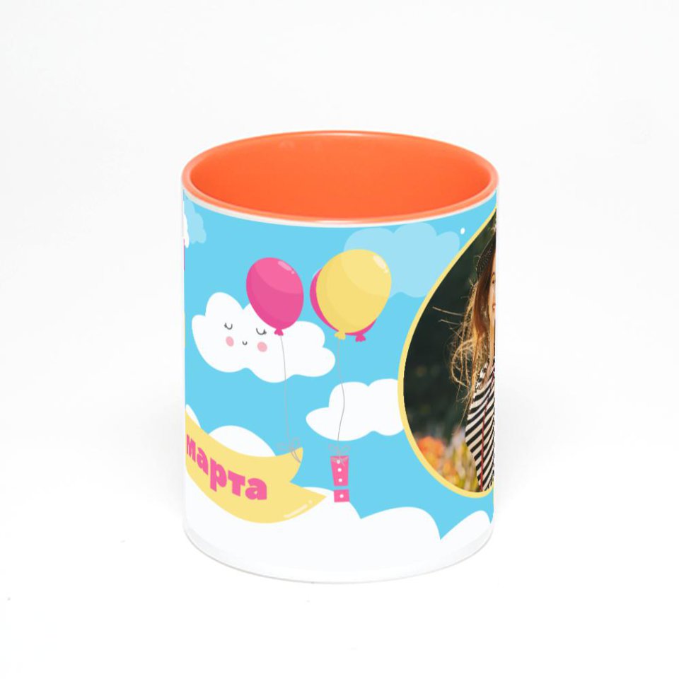 Оранжевая кружка с фотопечатью