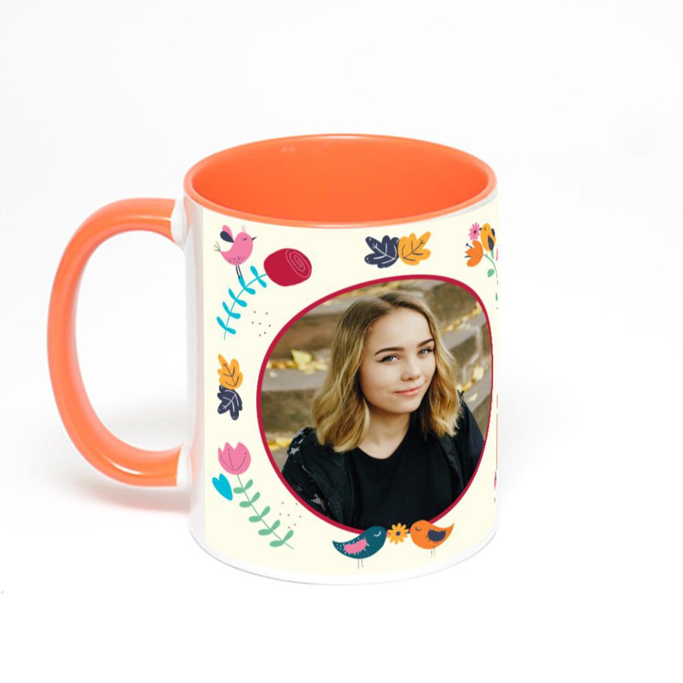 Оранжевая кружка с фотопечатью