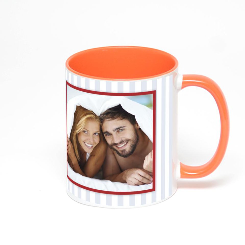 Оранжевая кружка с фотопечатью