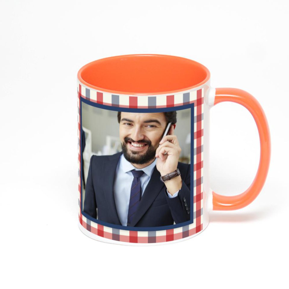 Оранжевая кружка с фотопечатью