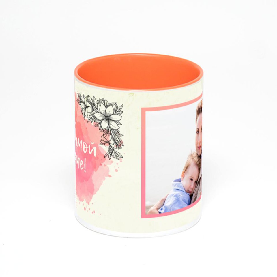Оранжевая кружка с фотопечатью