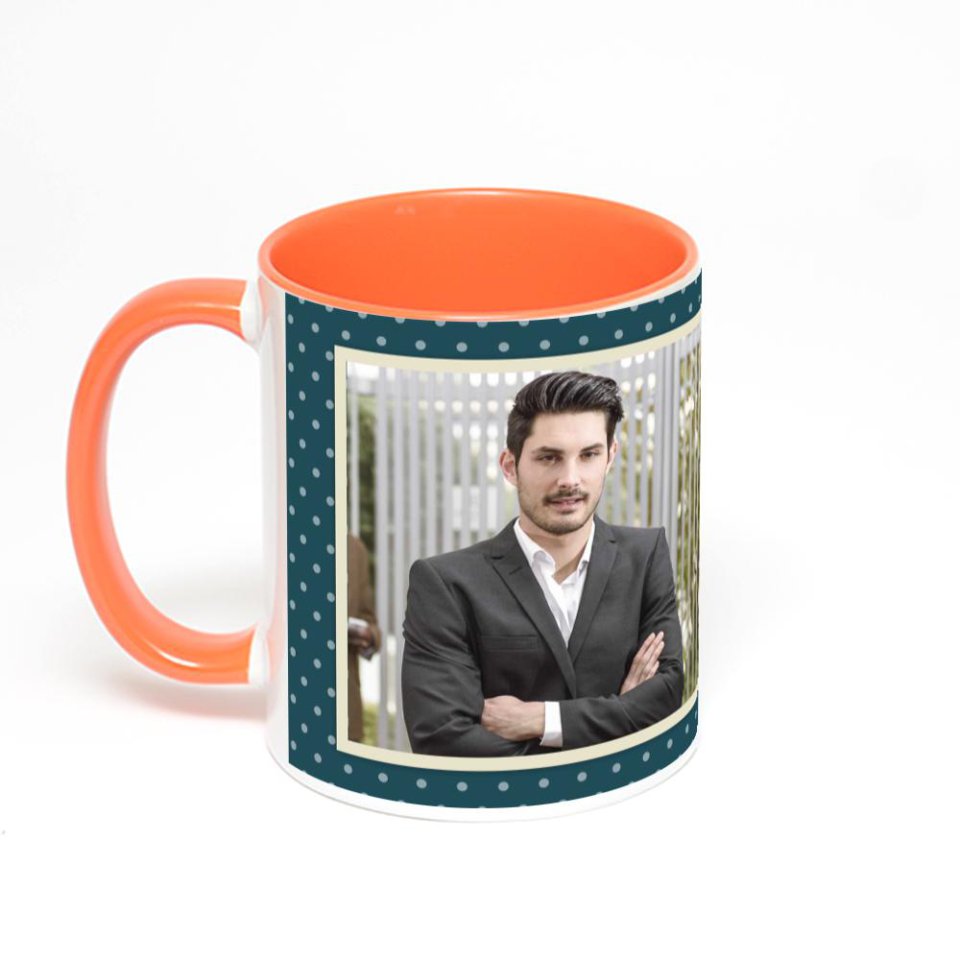 Оранжевая кружка с фотопечатью