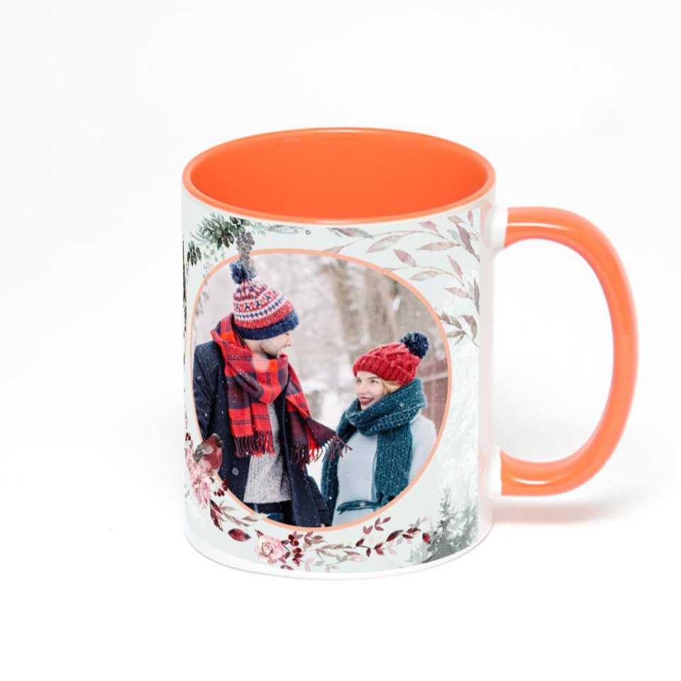 Оранжевая кружка с фотопечатью