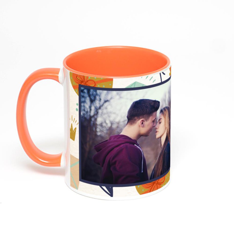 Оранжевая кружка с фотопечатью