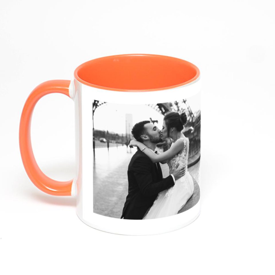 Оранжевая кружка с фотопечатью