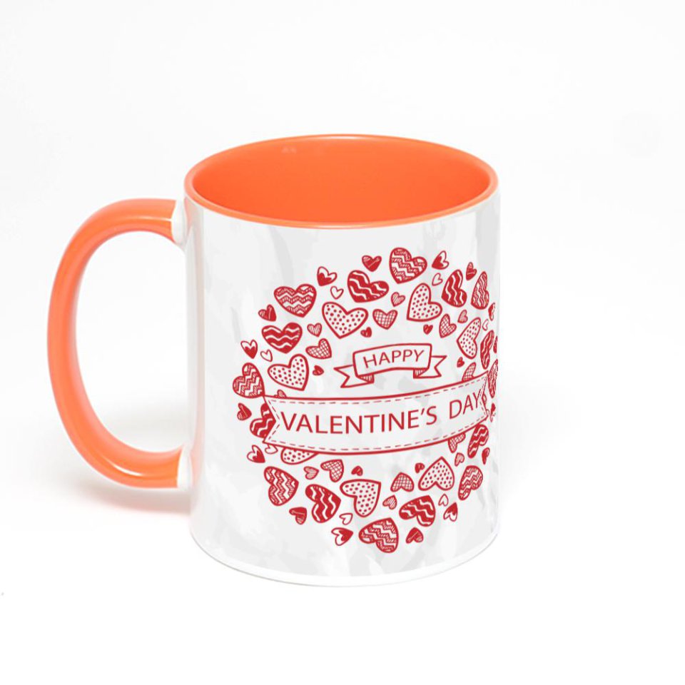 Оранжевая кружка с фотопечатью