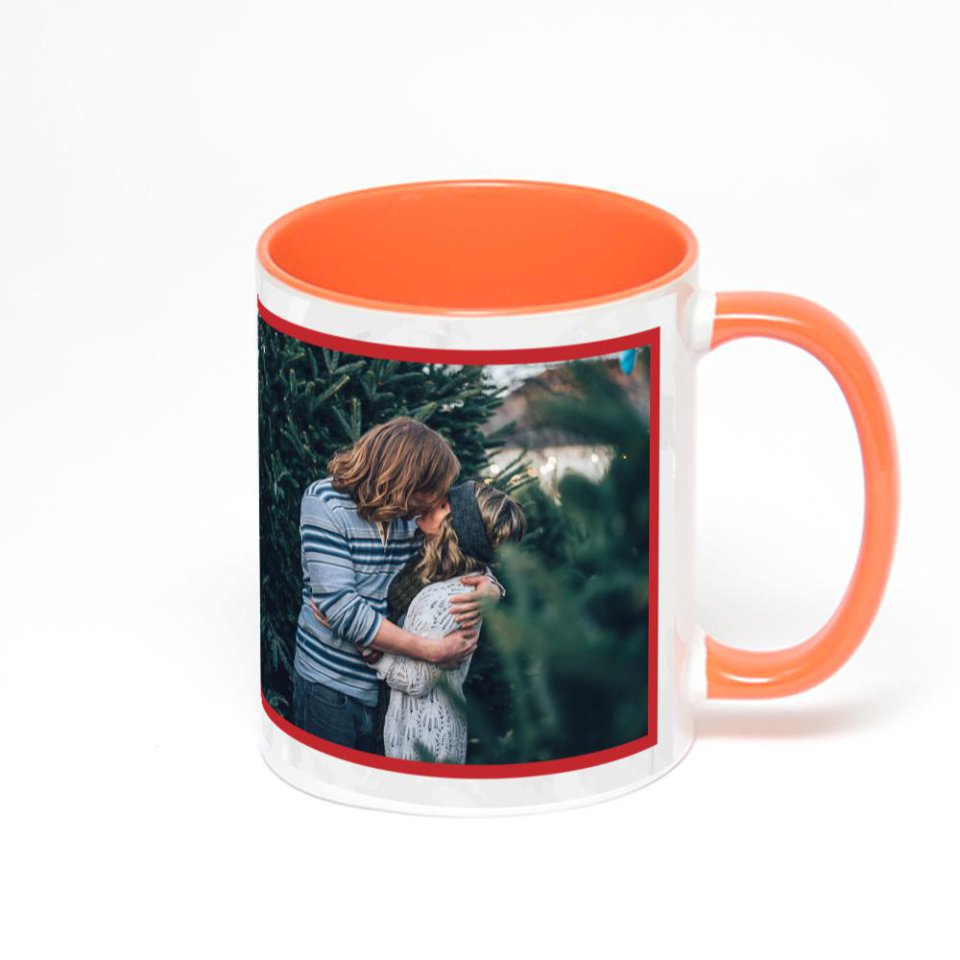 Оранжевая кружка с фотопечатью