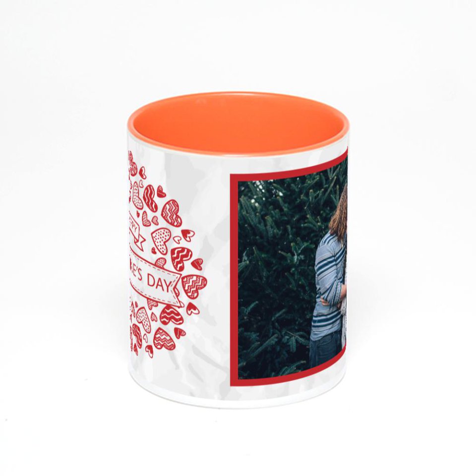 Оранжевая кружка с фотопечатью