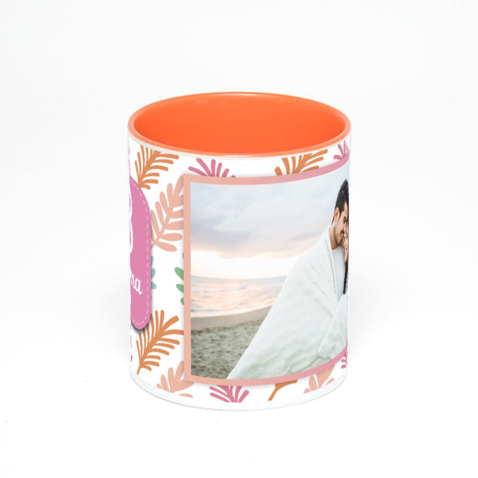 Оранжевая кружка с фотопечатью