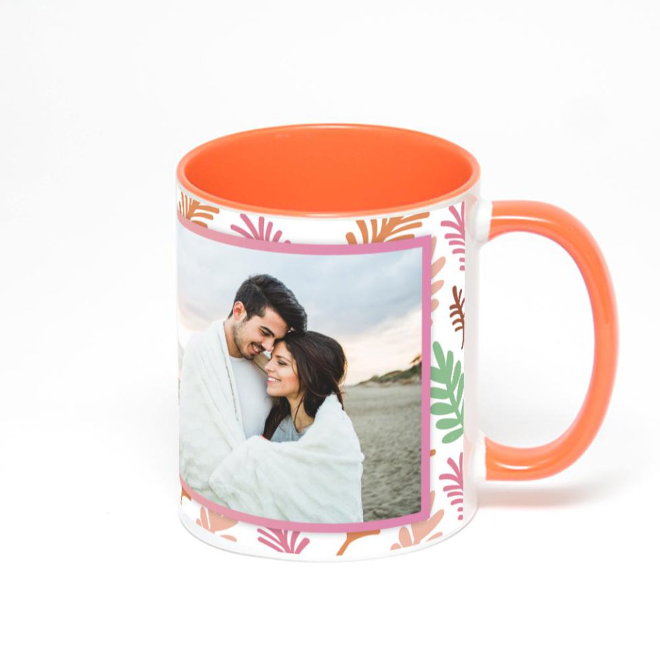 Оранжевая кружка с фотопечатью