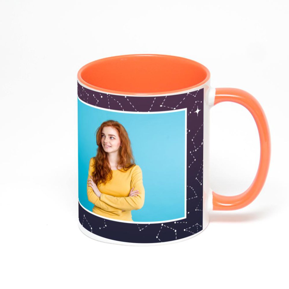 Оранжевая кружка с фотопечатью