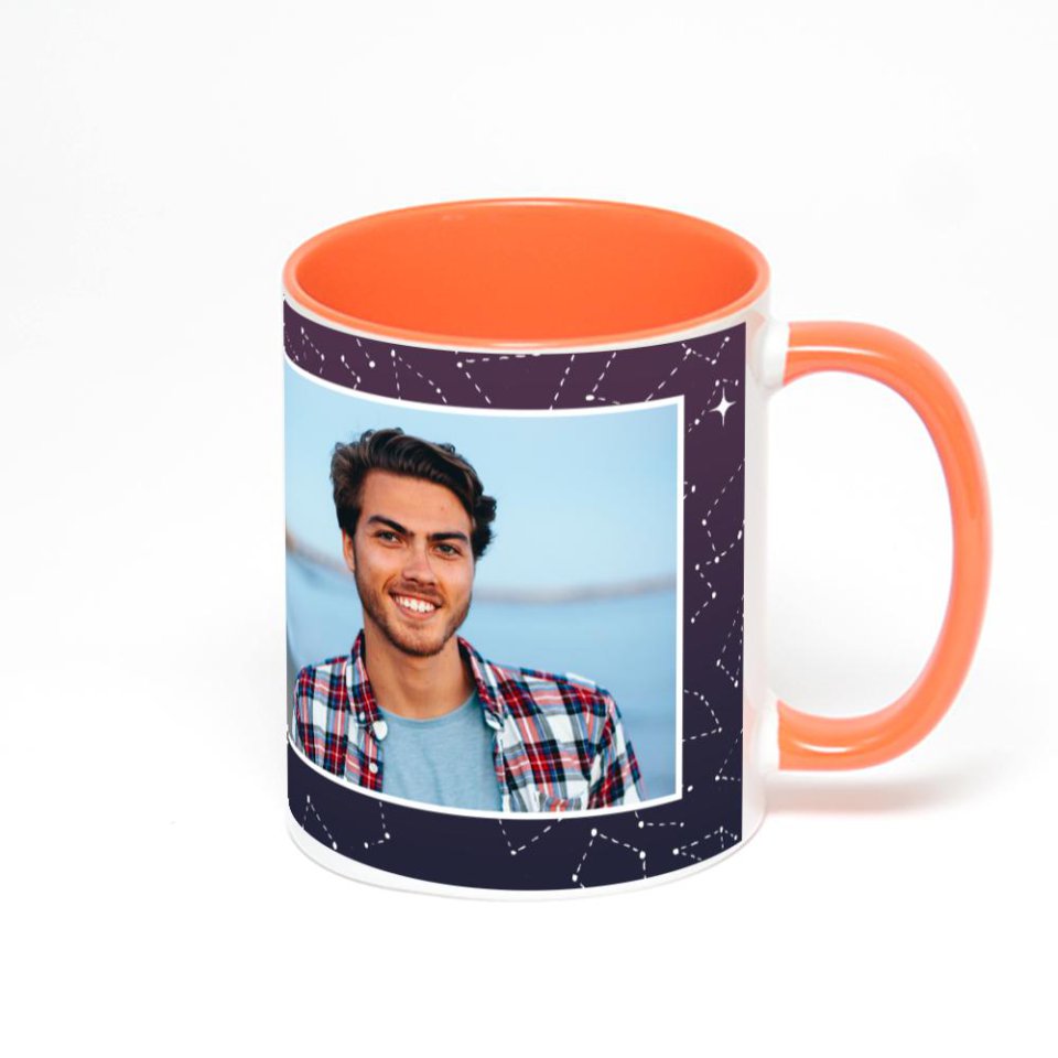 Оранжевая кружка с фотопечатью