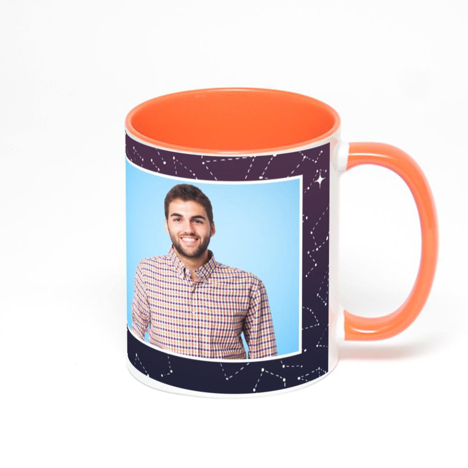 Оранжевая кружка с фотопечатью