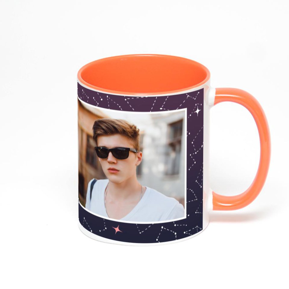 Оранжевая кружка с фотопечатью