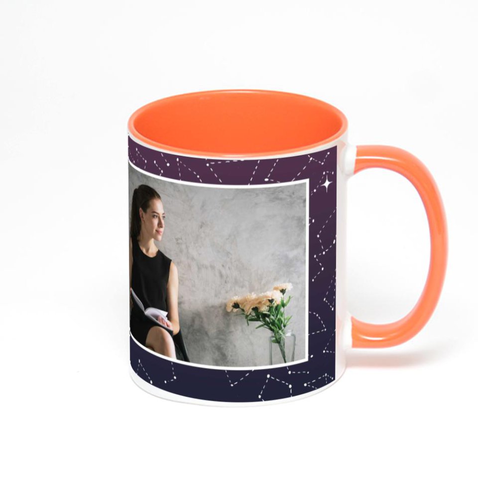 Оранжевая кружка с фотопечатью