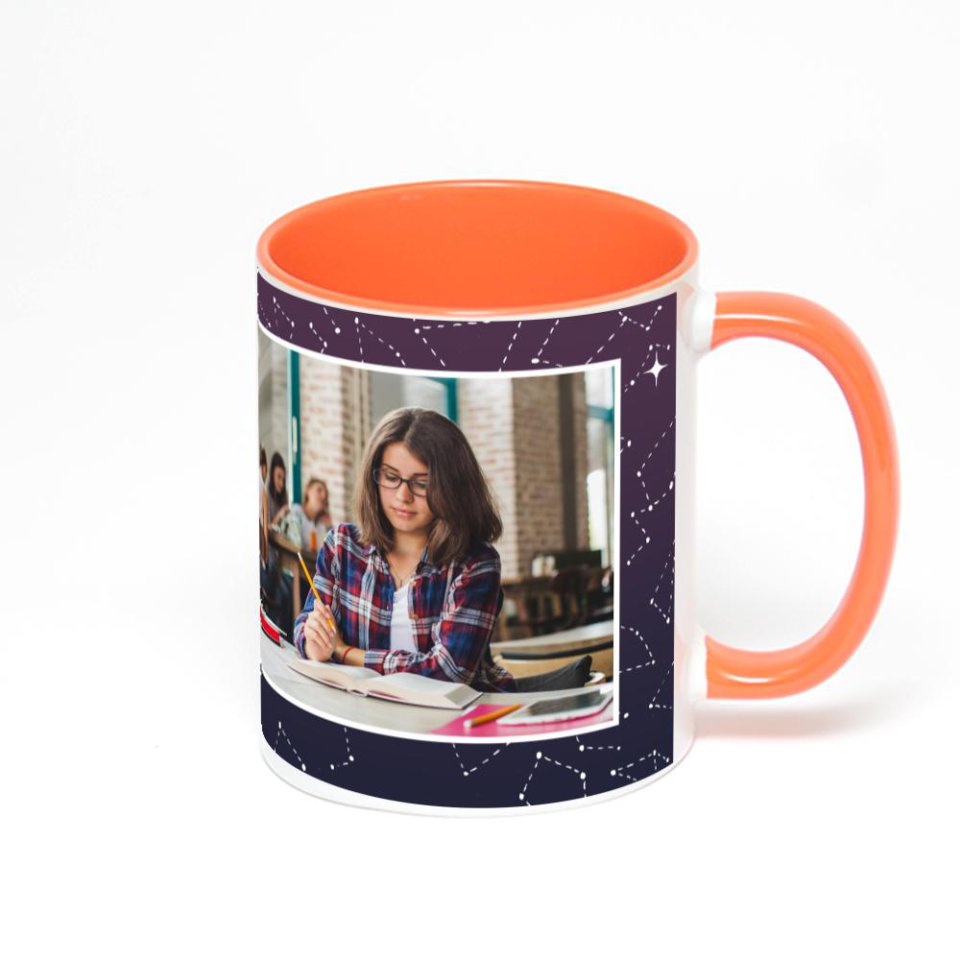 Оранжевая кружка с фотопечатью