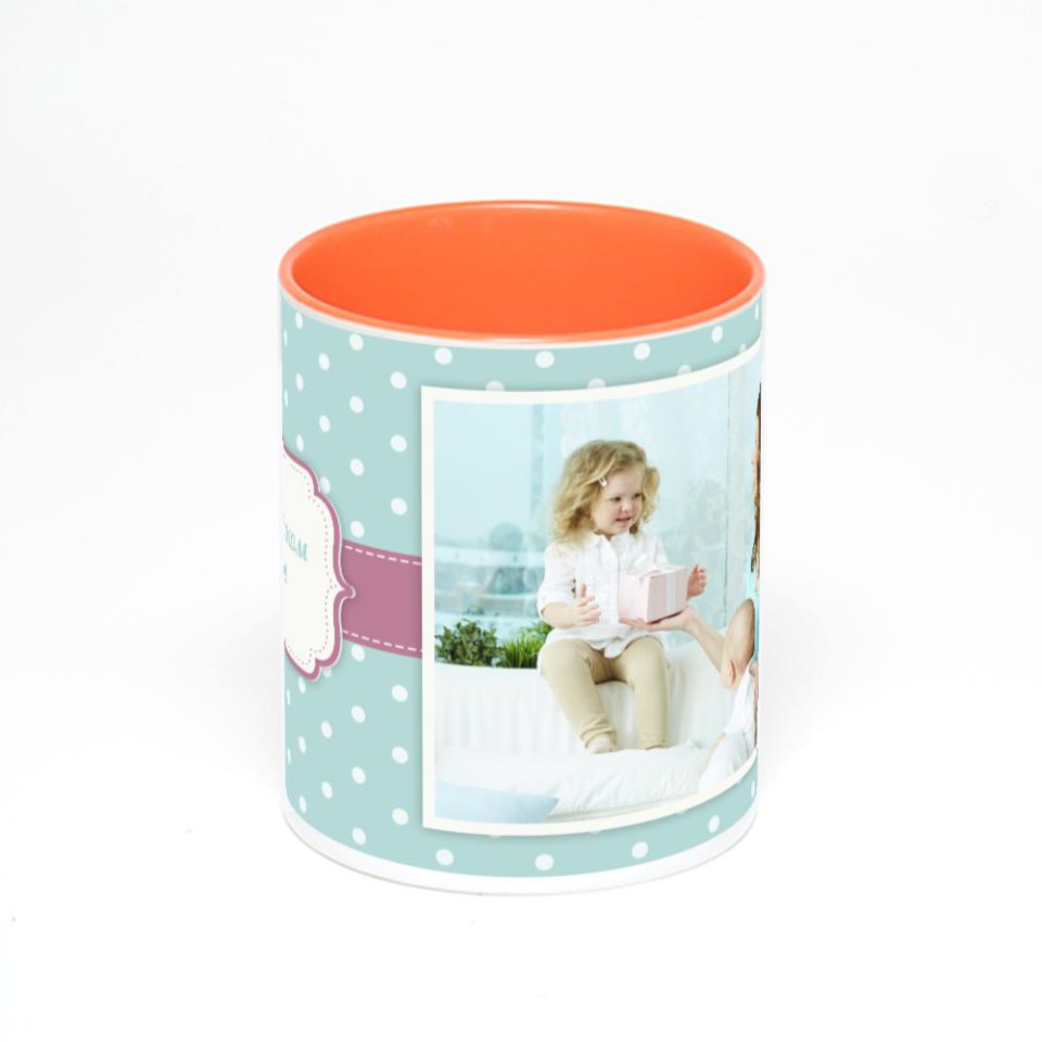 Оранжевая кружка с фотопечатью