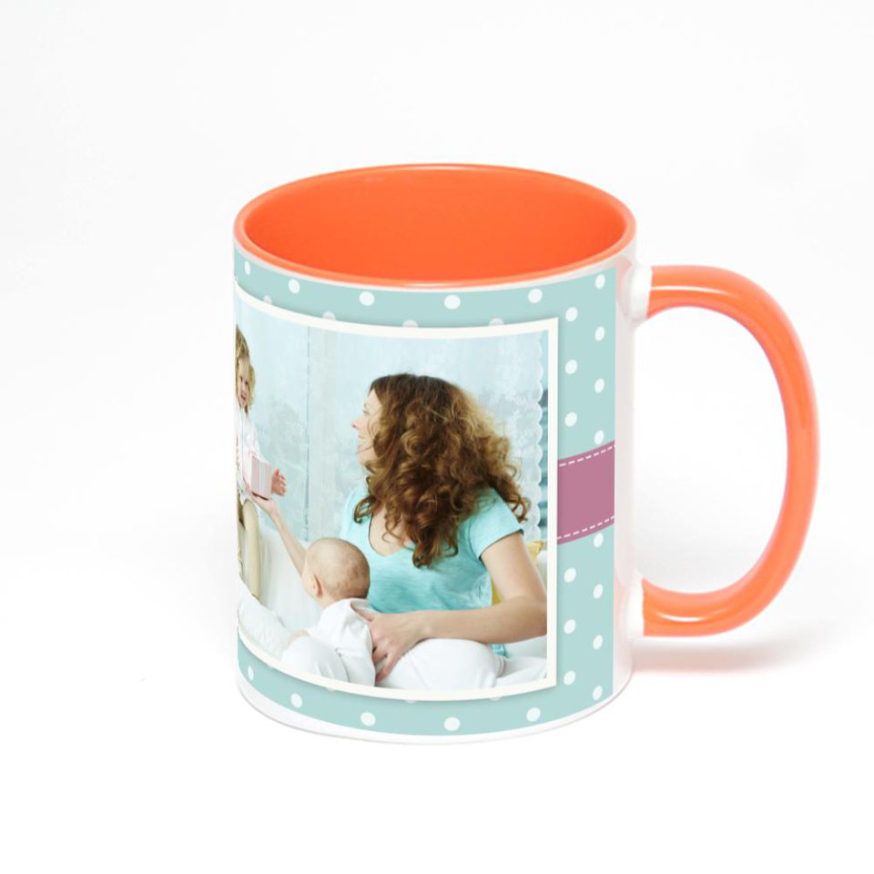 Оранжевая кружка с фотопечатью