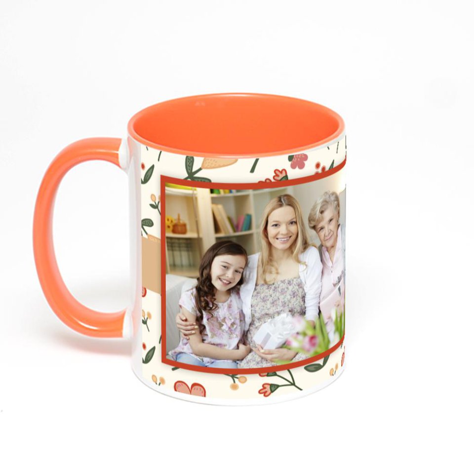 Оранжевая кружка с фотопечатью