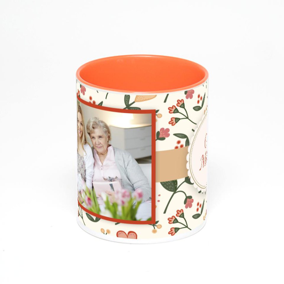 Оранжевая кружка с фотопечатью