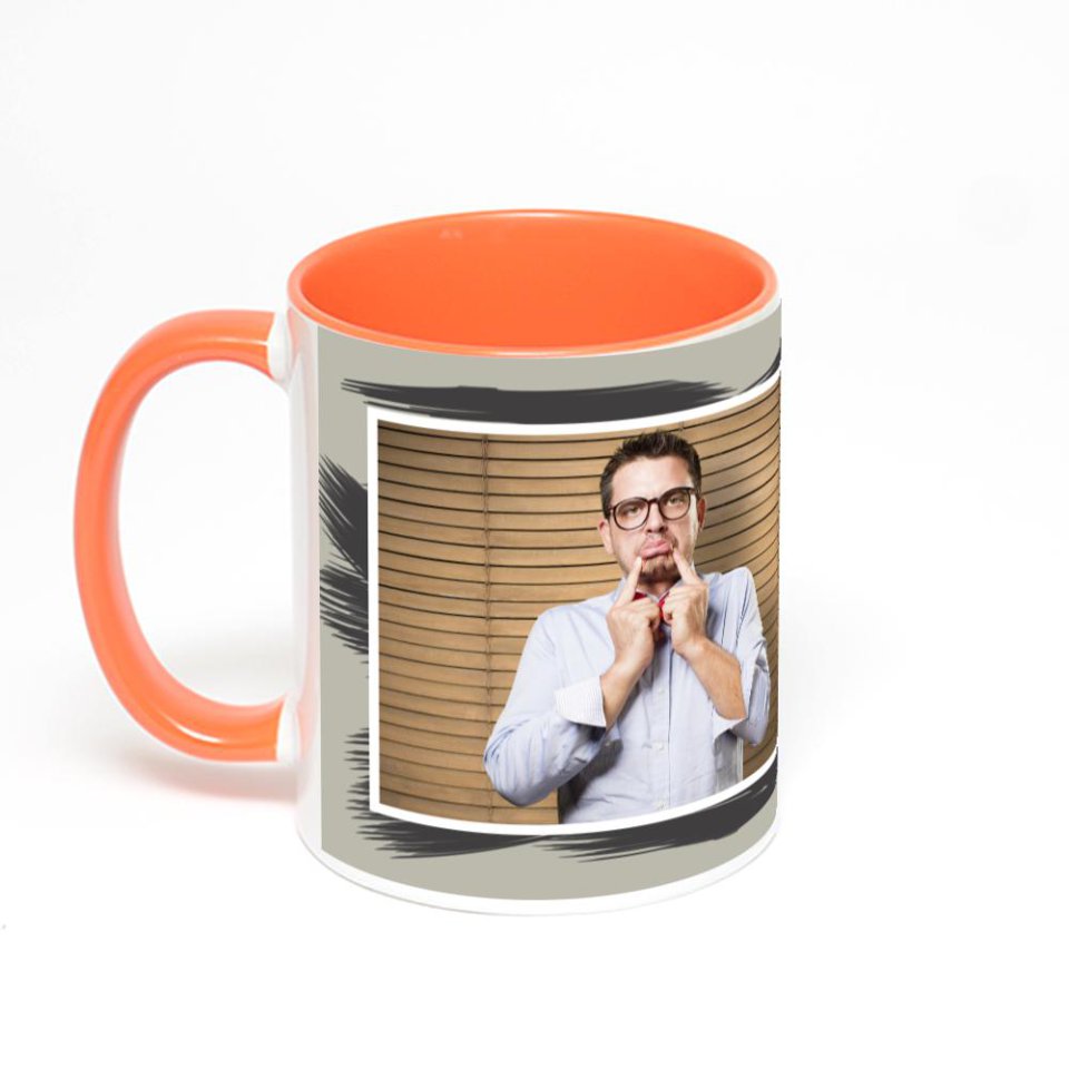 Оранжевая кружка с фотопечатью