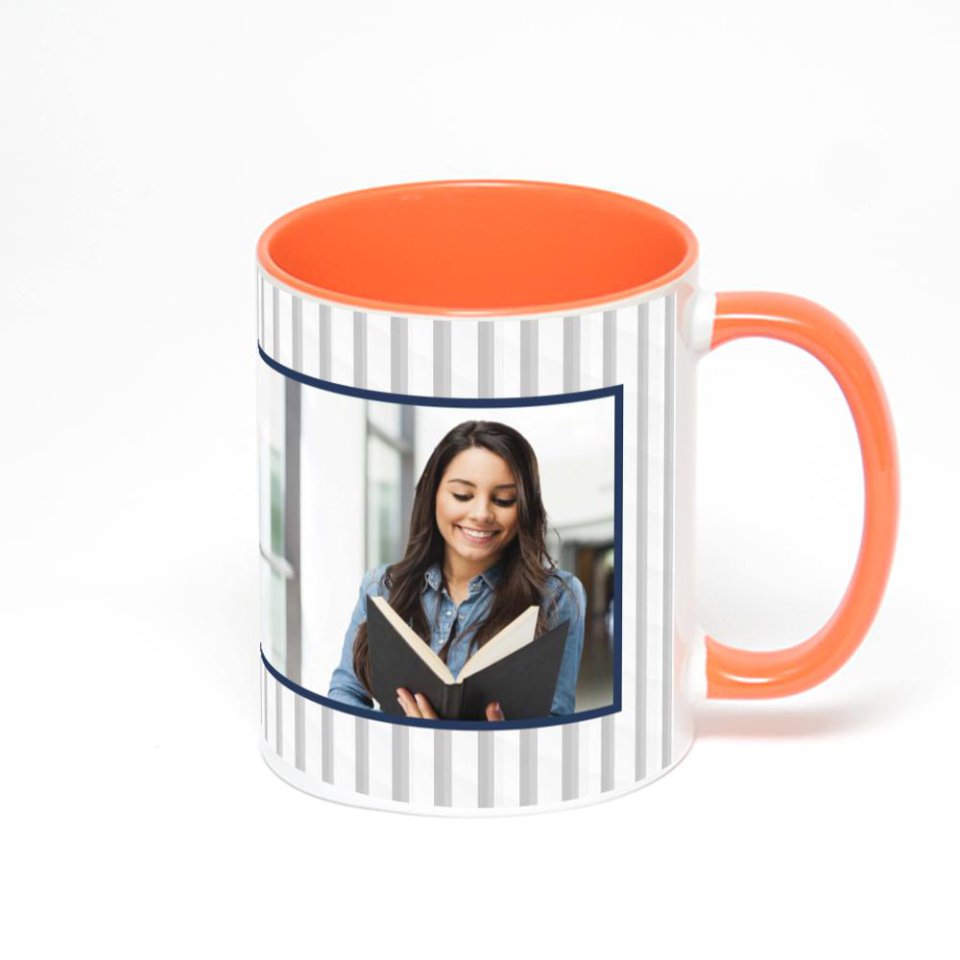 Оранжевая кружка с фотопечатью