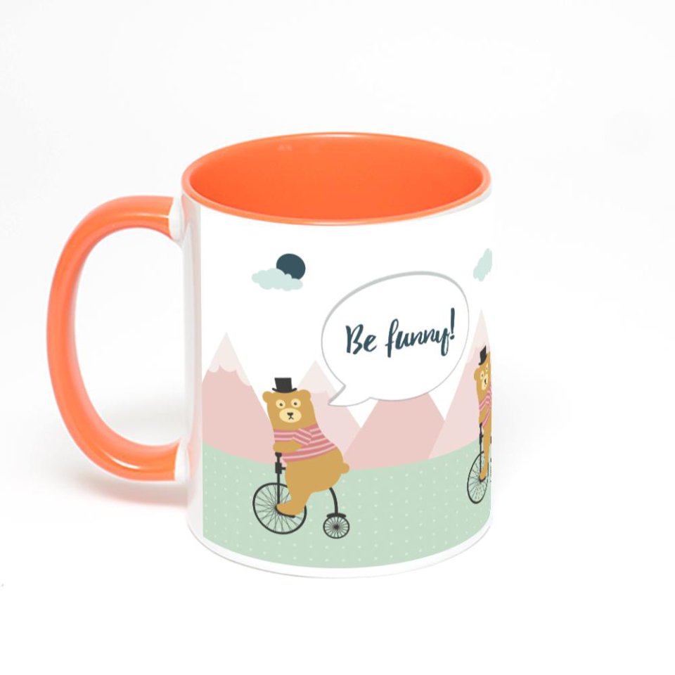 Оранжевая кружка с фотопечатью