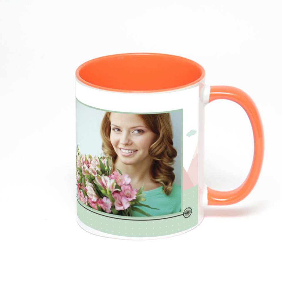 Оранжевая кружка с фотопечатью