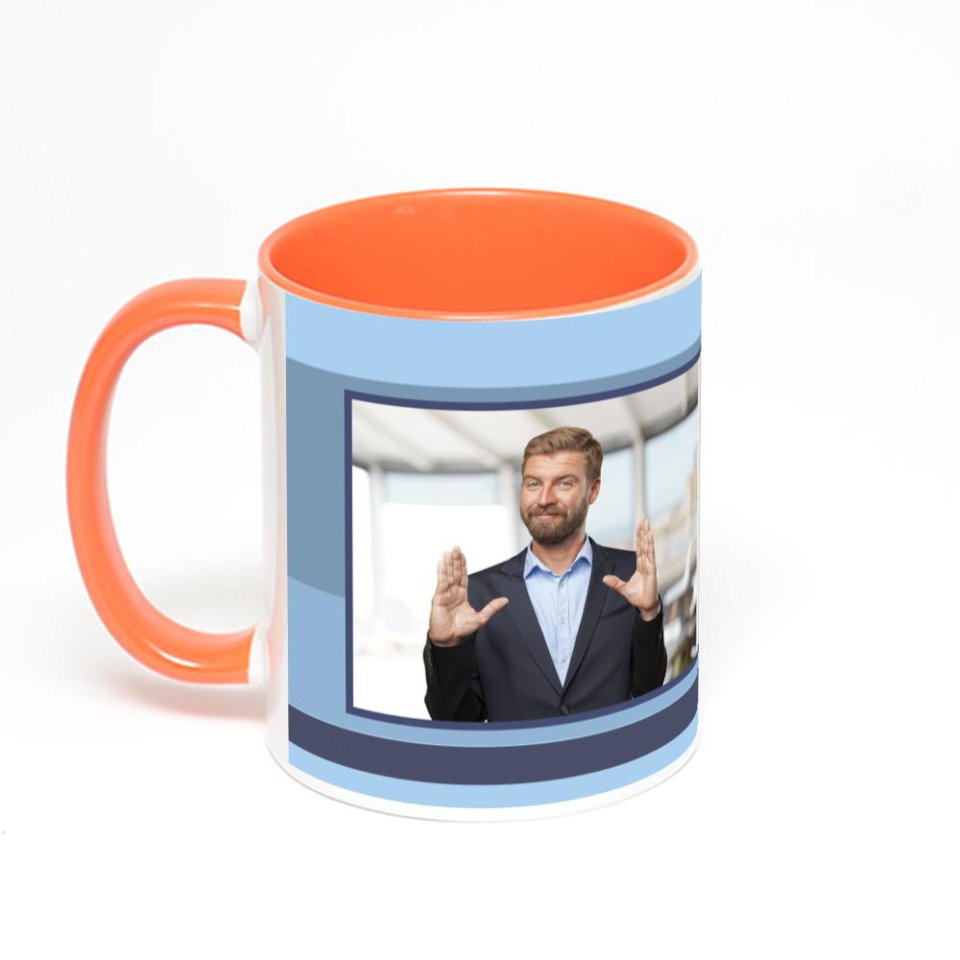 Оранжевая кружка с фотопечатью